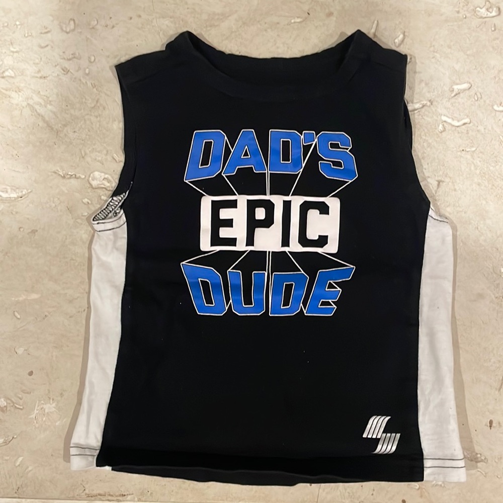 “ Dad’s Epic Dude” Place Sport brand black tank with white side trim size 12-18M